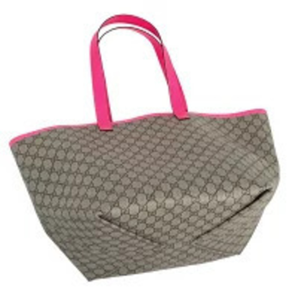 Gucci Web Neon Tortissima Pink Tote GG Supreme Bag Sherry Beige Canvas Pink Tan